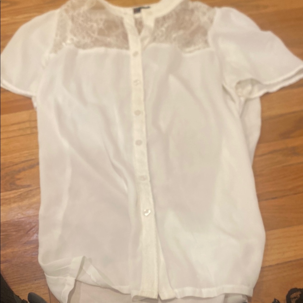 Castro White Lace Button-Up Blouse